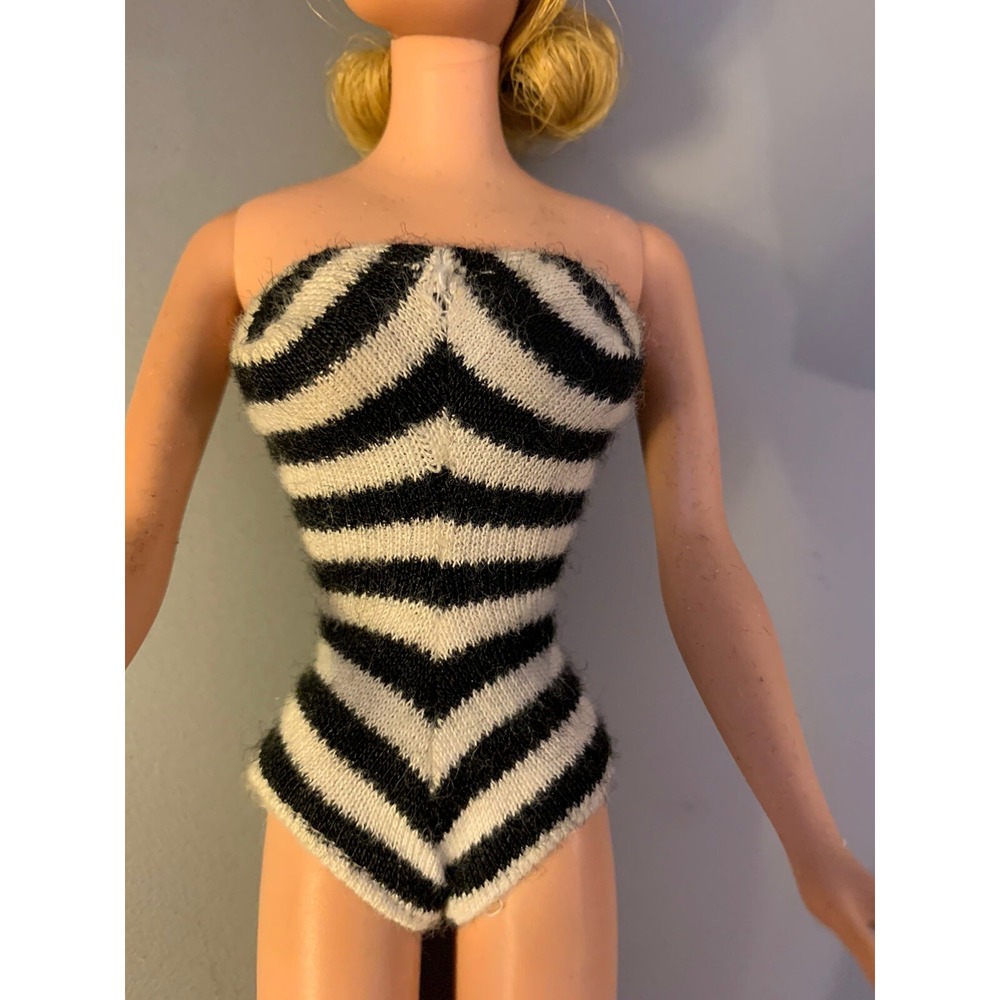 VINTAGE BARBIE BLACK & WHITE ZEBRA STRIPED SWIMSUIT 1960s
